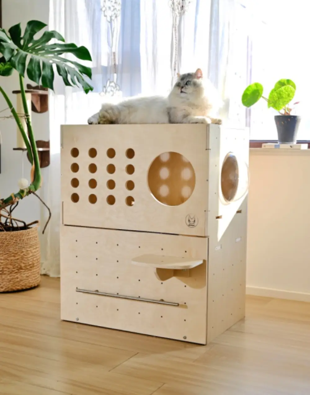 Wood-Style Cat Litter Cabinet